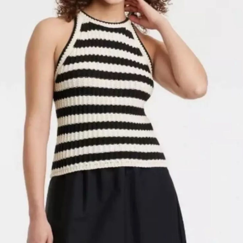 NWT A New Day Black & White Stripe Knit Tank